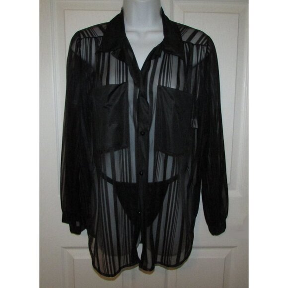 Black Sheer Nightshirt and Panty Set - Picture 1 of 11